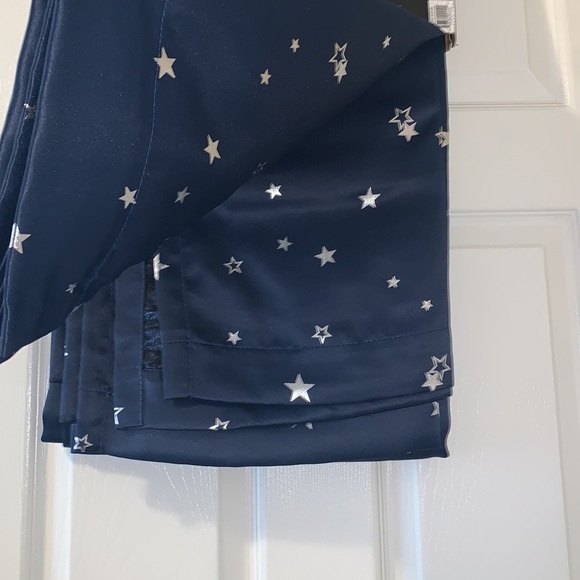 Half Moon Blue w Silver Stars 52”x84” Room Darkening  Insulated Curtains NEW - Picture 8 of 17